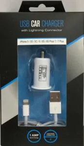 Iphone 5/6 USB Car Charger with Lightning Connector