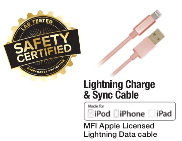 4.5ft MFI Lightning Date Cable-Assorted Colors LOOSE