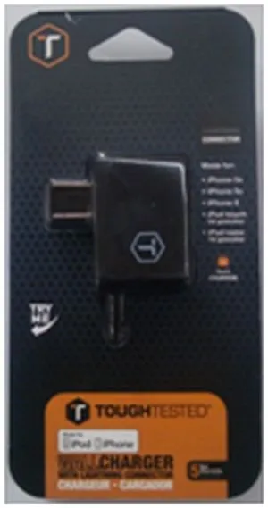 Tough Tested Wall Charger w/Lightening connector for ipod, Iphone5 and Ipad