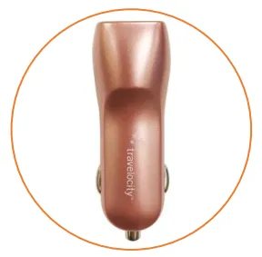 TVLY Platnium 2.1AMP 2 Port Car Charger-Rose Gold