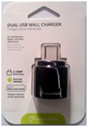 2.1AMP Dual USB Wall Charger Blk